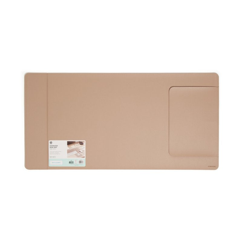 Vegan Leather Desk Pad with Non-Slip Backing and Mousepad - 31.5 x 15.7 in.