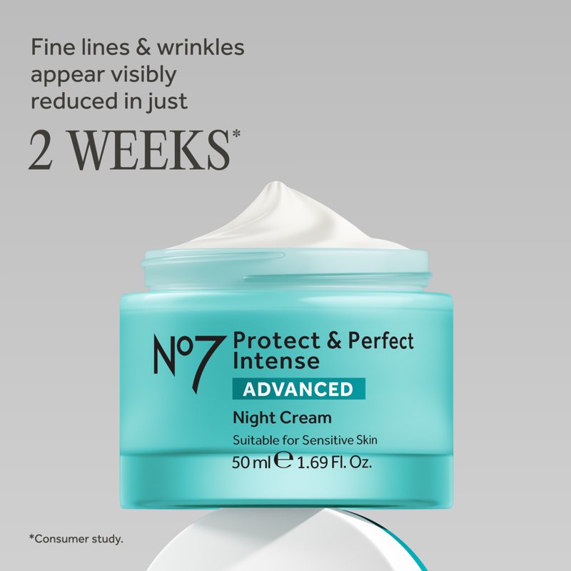 No7 Protect & Perfect Night Cream - Anti-Aging Moisturizer for Sensitive Skin - 1.69 fl oz
