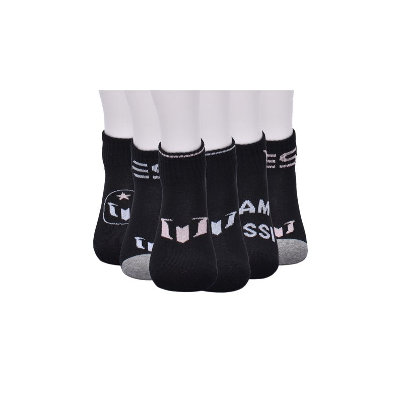Messi Boys Quarter Socks, 6-Pack - Variation: Black Logo M, L (Size S-L)