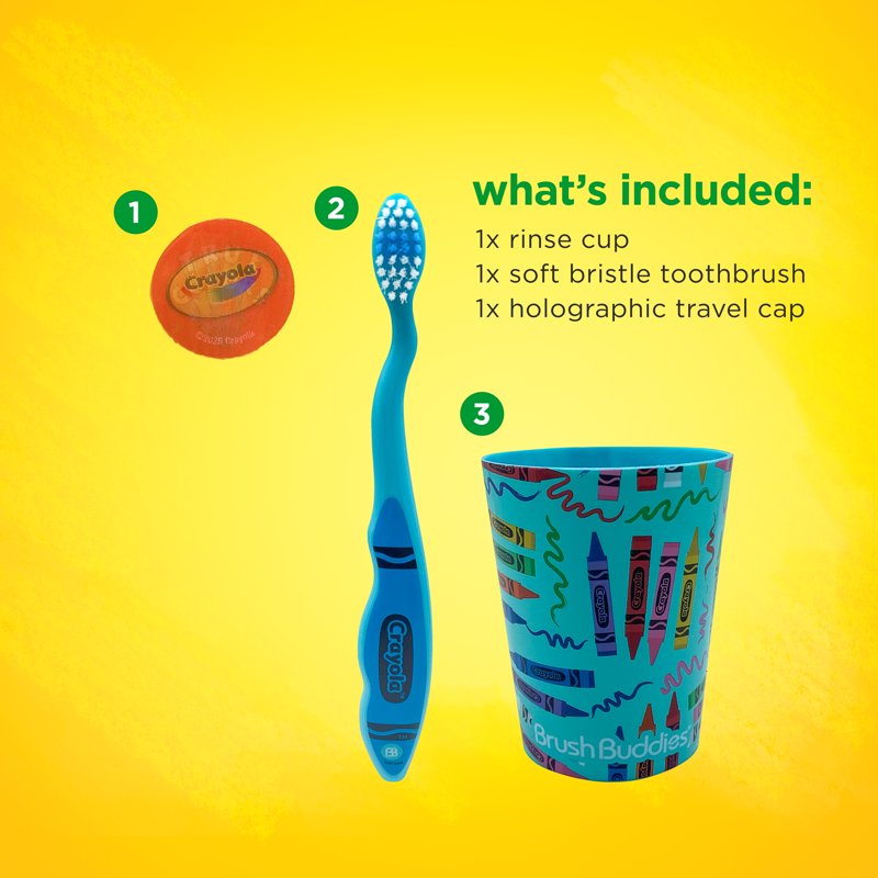Toddler Soft Bristle Toothbrush Set with Cover and Rinse Cup - Crayola Design