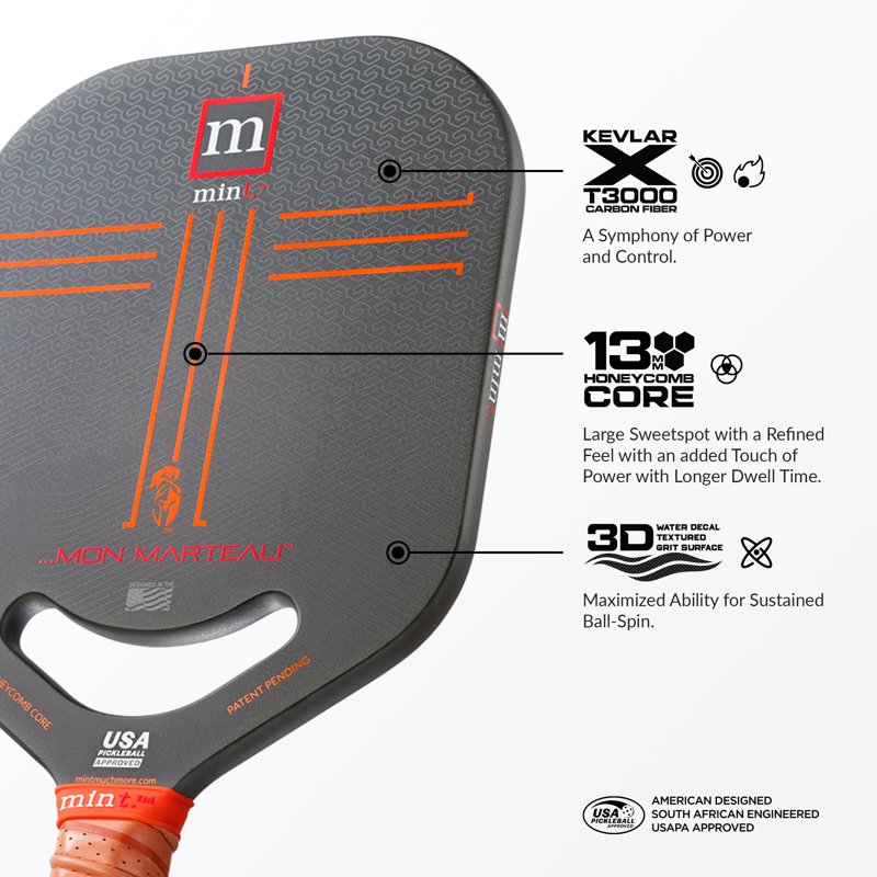 Mint Sport Mon Marteau Pickleball Paddle – 13mm Edgeless Kevlar & Carbon Fiber Face