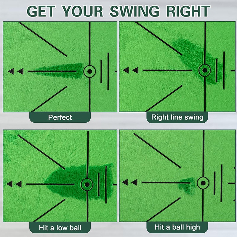 Golf Hitting Mat with Swing Path Feedback and Replaceable Turf - Indoor Outdoor Practice Equipment