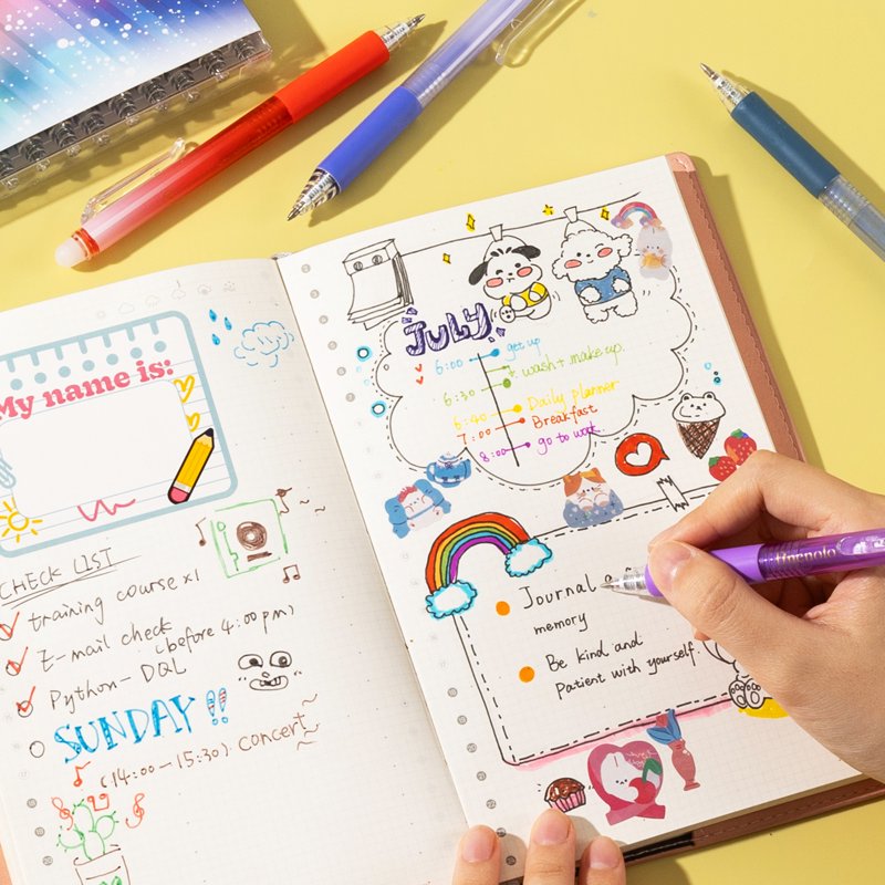 Erasable Gel Pens Set - 24 Assorted Fine Point Retractable Pens with Erasers