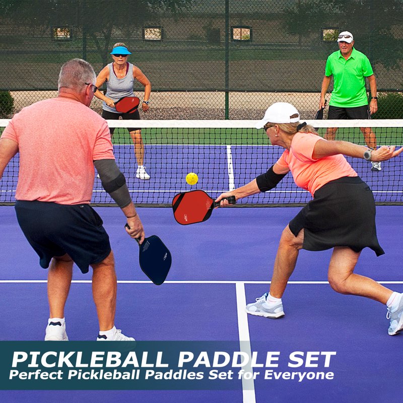 NFTIGB USAPA Approved Pickleball Paddles Set – Graphite Fiber Core, 2 Paddles + 4 Balls + Backpack (Black)