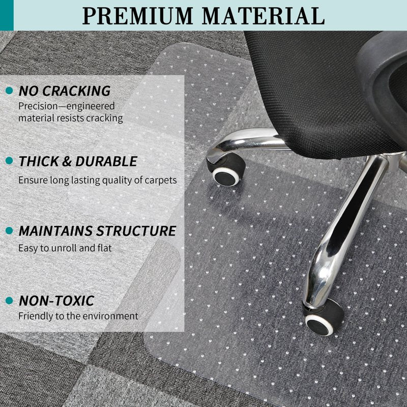 Office Chair Mat for Carpeted Floors - Heavy Duty Protects Low Pile Carpets