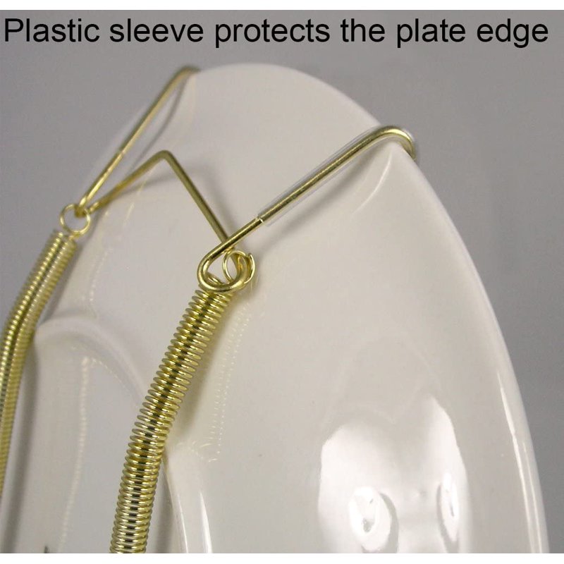 Plate Display Hangers Pack of 3 Spring-Style Brass-Coated Wire with Nails