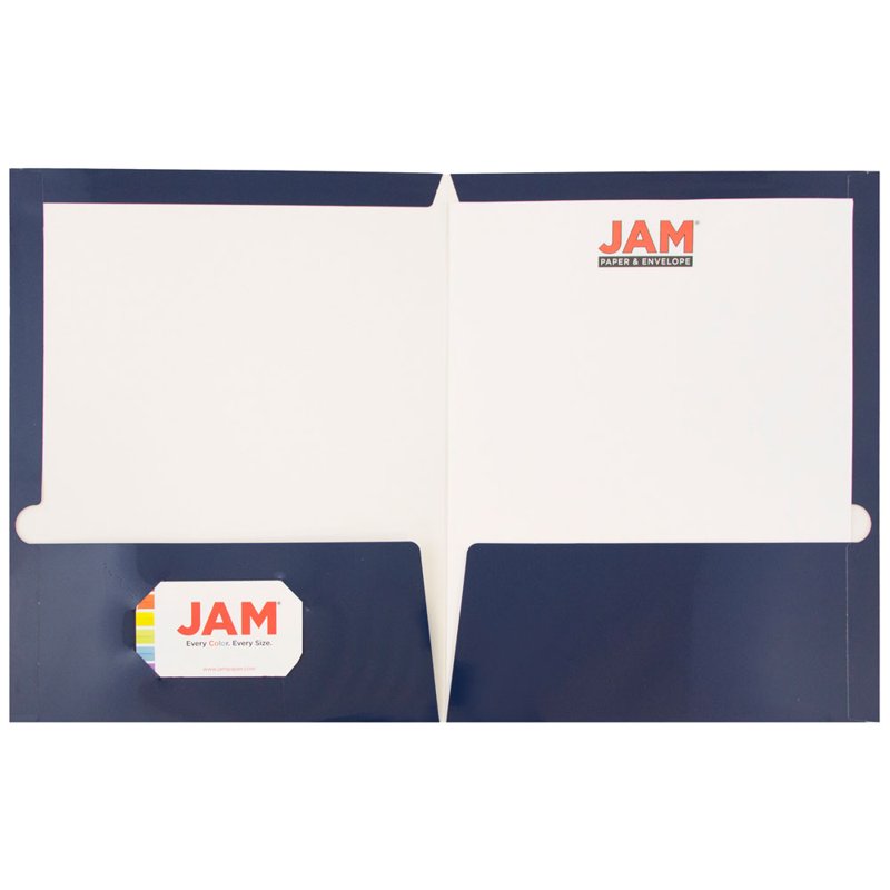 Navy Blue Laminated Two Pocket Folders - Bulk 50 Pack, Office & School Use