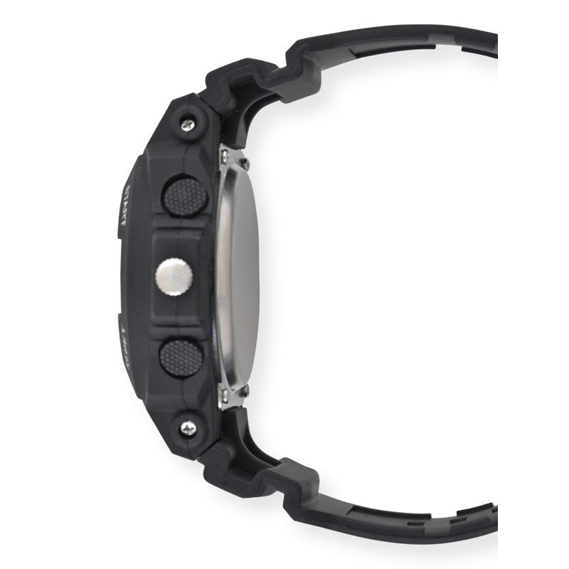 Men's Digital Analog Watch 52MM Black Round Case Silicone Strap