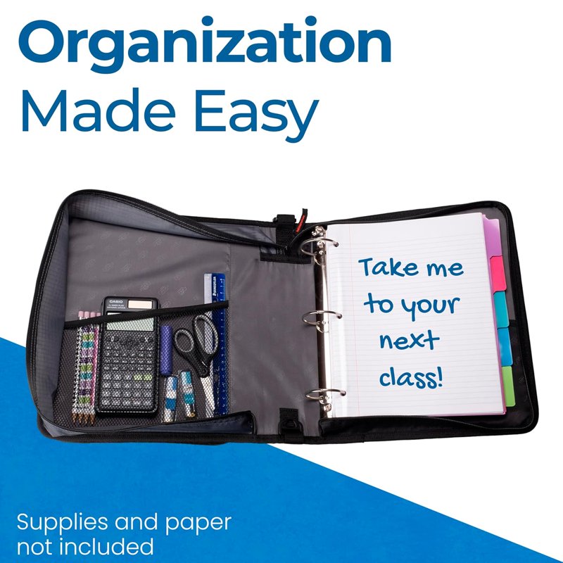 2-Inch Zipper Binder with Padded Laptop Compartment and Shoulder Strap