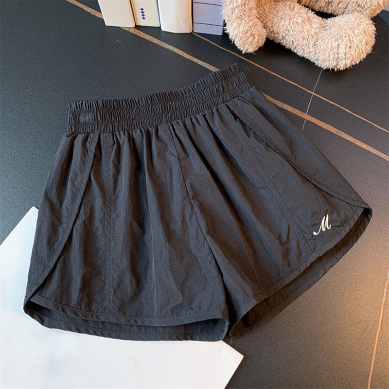 Kids High-Waisted Athletic Shorts with Pockets - Black, Size 13 Years