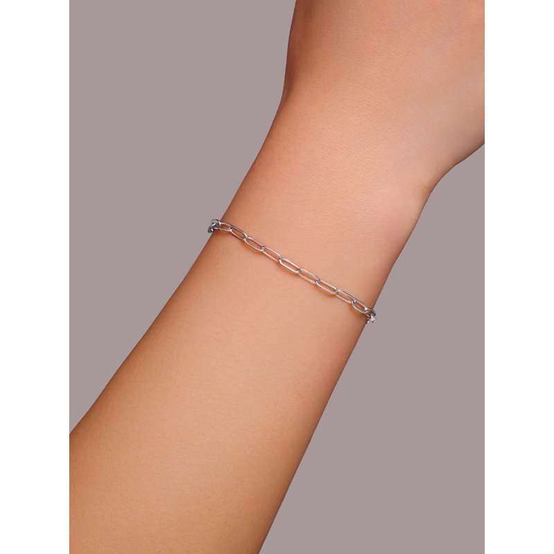 Sterling Silver Paperclip Chain Bracelet for Charms - 7.5 Inch Adult Jewelry