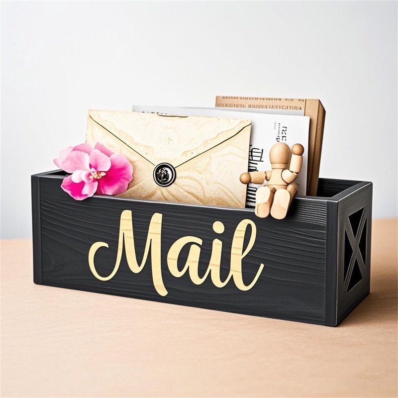 Wall-Mounted Wooden Mail Organizer for Countertop and Entryway