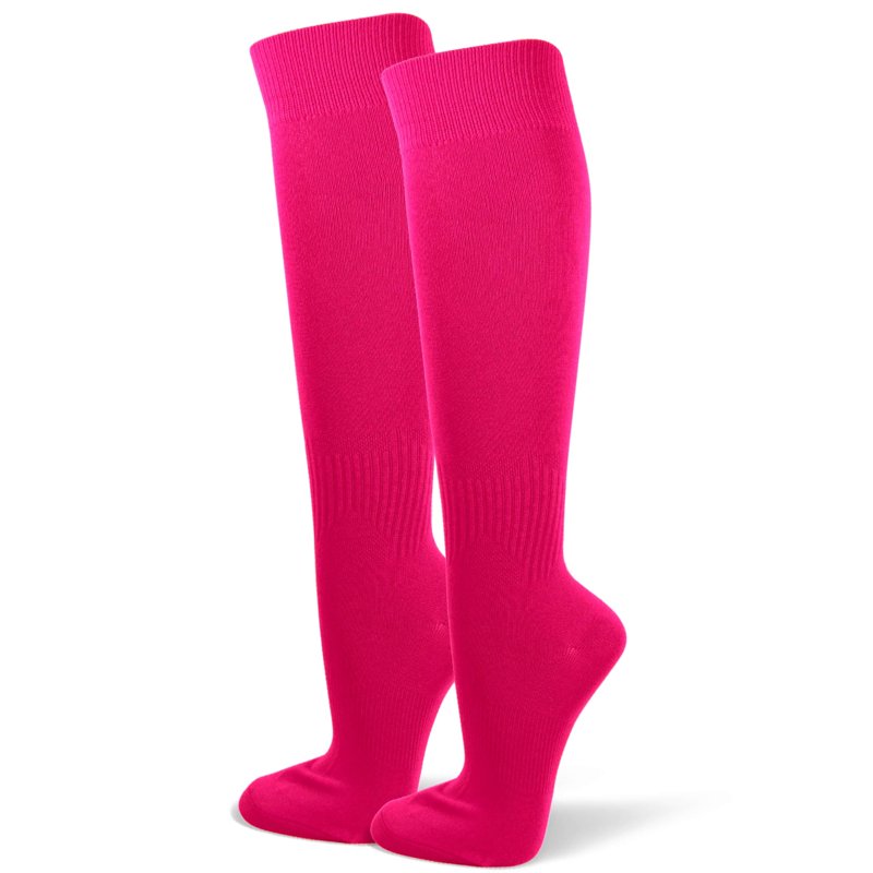 Couver Unisex Soccer Knee High Athletic Socks - 2 Pairs, Neon Pink (Variation: Neon Pink, L)