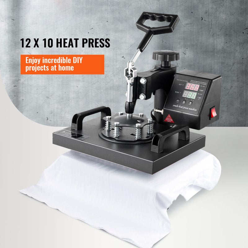 12x10 Inch Heat Press Machine for Sublimation T-Shirts & Crafts - Dual Digital Control