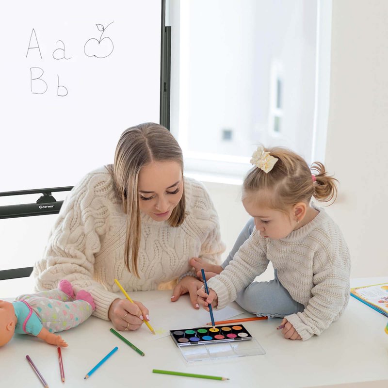 48x36 Inch Mobile Magnetic Reversible Whiteboard Adjustable Height