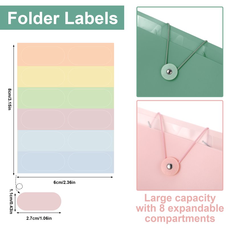 2 Pack Accordion File Organizer with Pockets, Waterproof Document Folders, 8 Expandable Sections, Portable Office & Home Storage