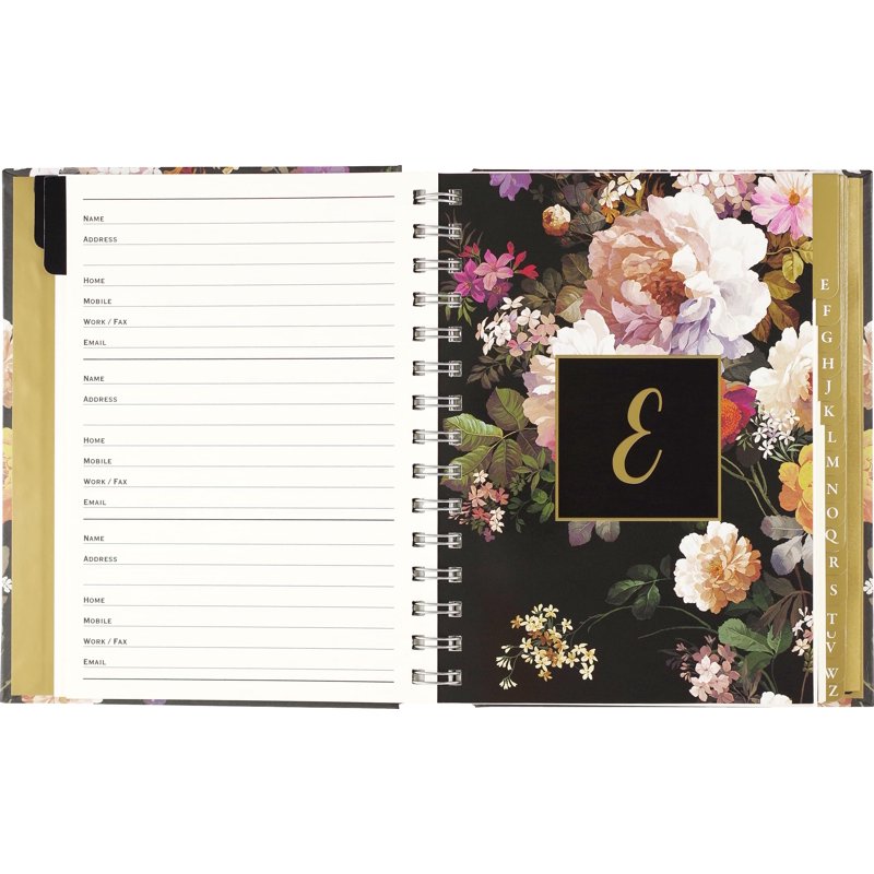 Peter Pauper Press Midnight Floral Address Book - Black, 132 Pages