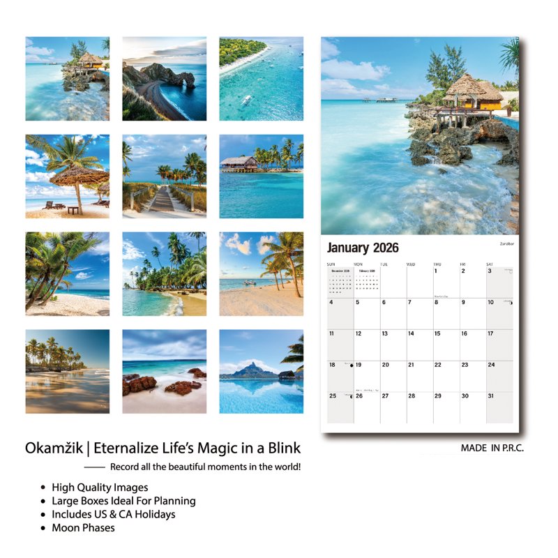 Wall Calendar 2025-2026 Hangable Monthly Planner with Large Blocks for Home Office & Family