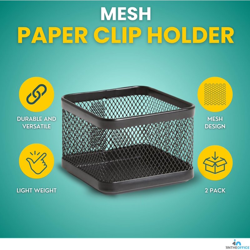 Mesh Paperclip Holder for Desk - 2 Pack Office Organization Accessories
