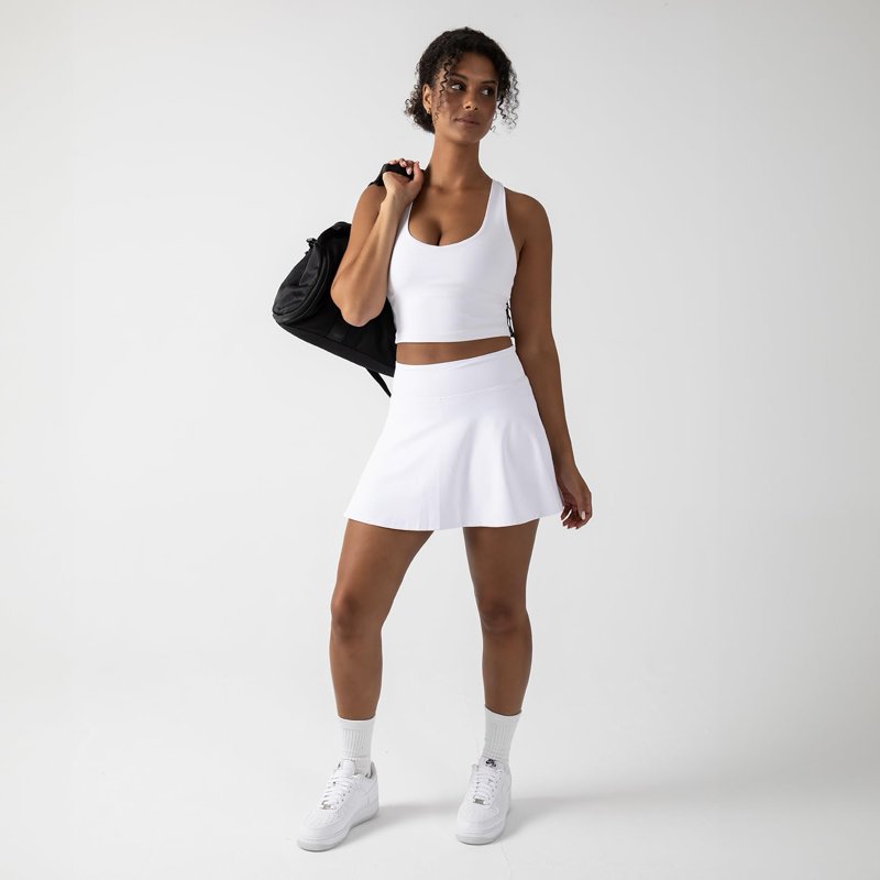 Women's High-Waist Tennis Skirt with Built-In Shorts - Moisture-Wicking Activewear