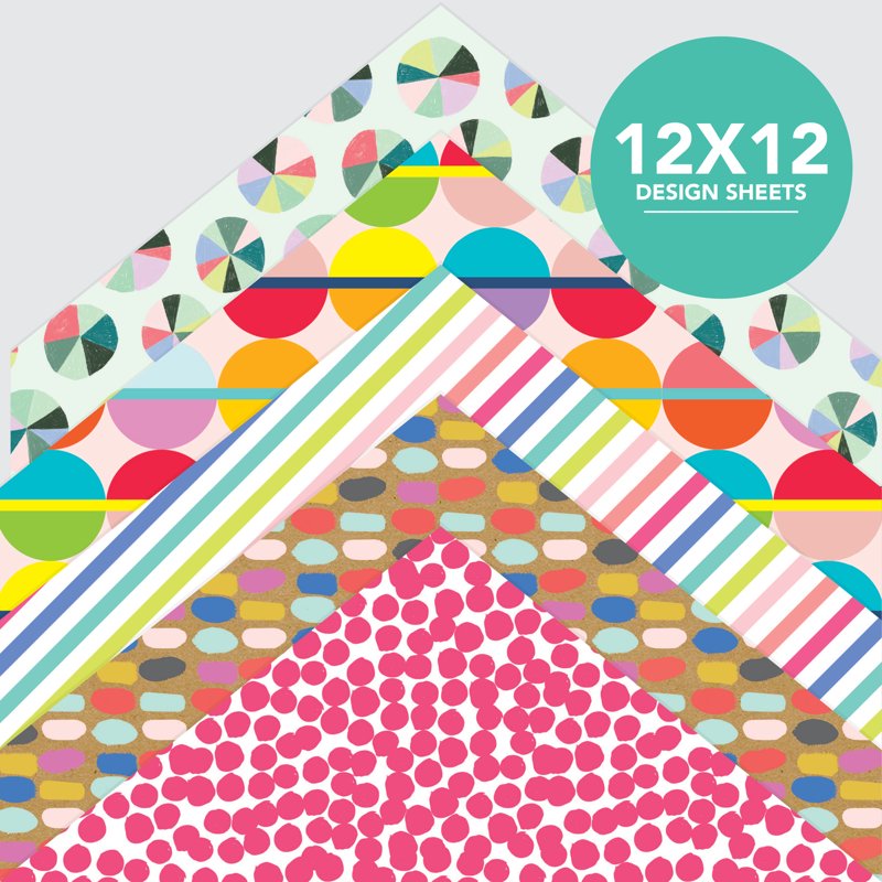Bright Colorful Scrapbook Paper Pad - 50 Sheets, 25 Designs, 12x12 Inches