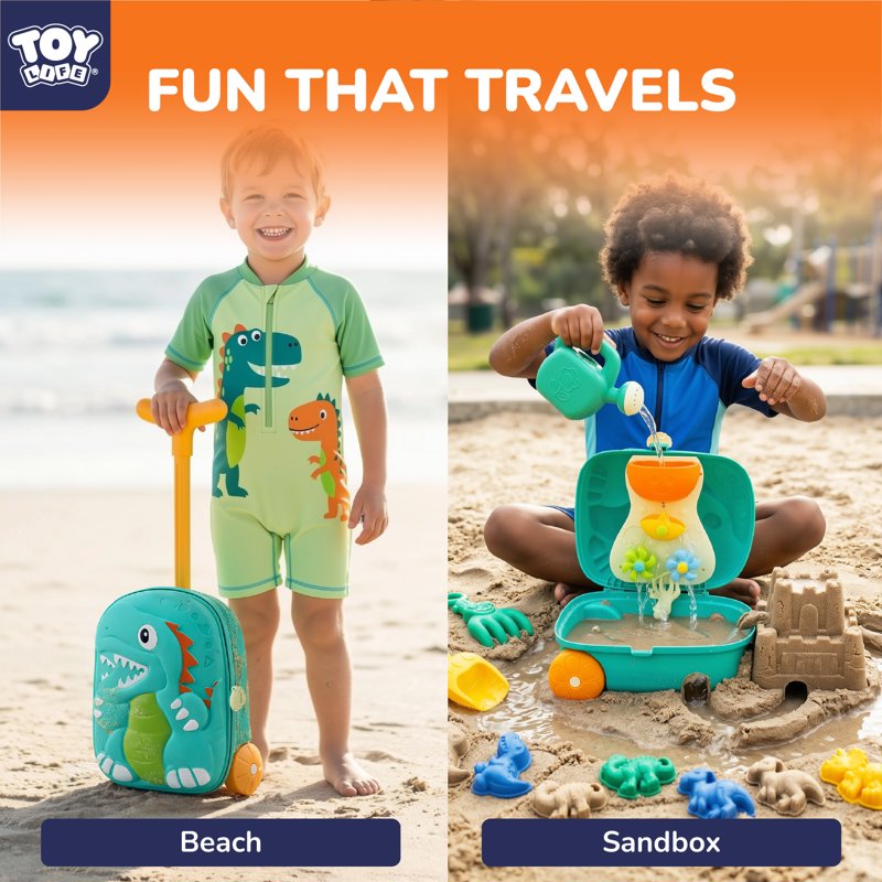 Kids Sand Toy Set with Rolling Luggage Water Play System and Molds