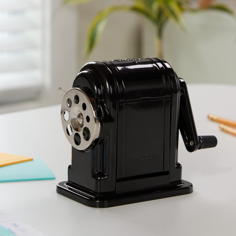 Manual Pencil Sharpener Wall Mountable Black Durable Office & School Tool