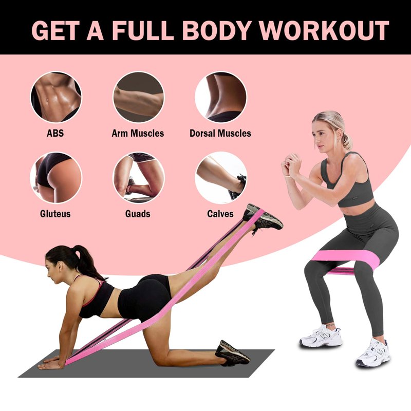 Fabric Resistance Bands Set with Door Anchor - 7 PCS Non-Slip Workout Loop Bands for Home & Gym