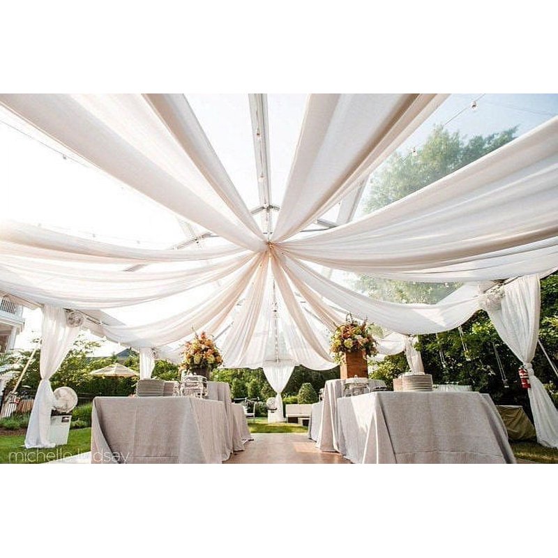 120 Inch Wide Sheer Voile Chiffon Fabric Roll for Wedding & Event Draping - Ivory