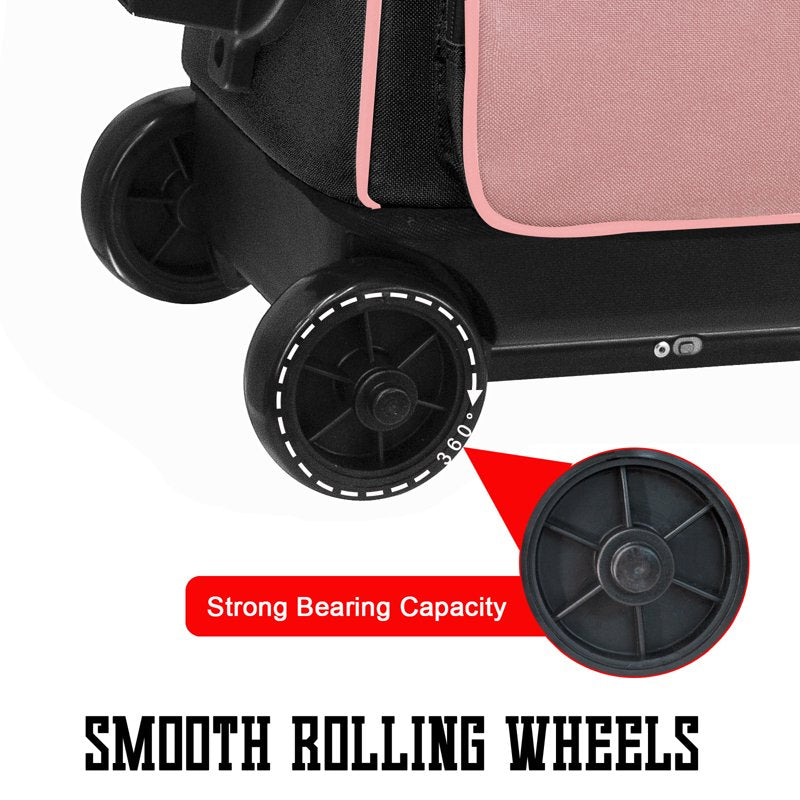 WOLT Lightpink Double Roller Bowling Bag for 2 Balls - 40" with Retractable Handle