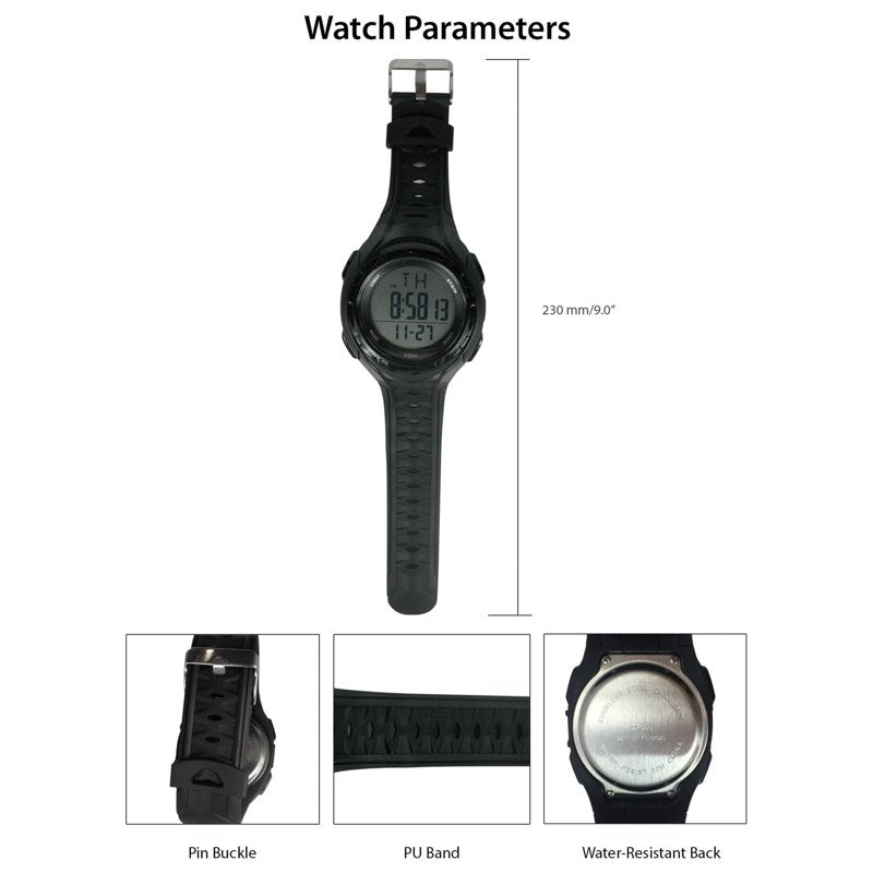 Digital Sport Wristwatch for Men with Water Resistance and Backlight
