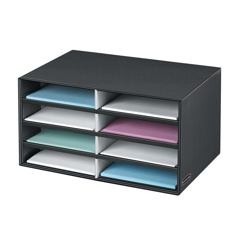 Decorative Letter Organizer with 8 Compartments - Black & Gray Pinstripe