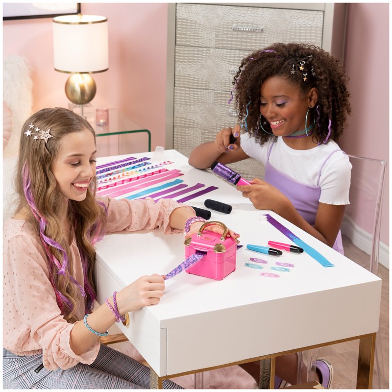 Kids DIY Hair Extension Maker Kit with 12 Customizable Extensions & Accessories