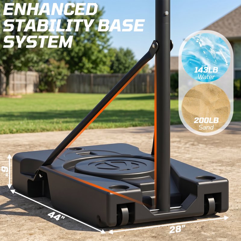 Portable Adjustable Basketball Hoop System with Shatterproof Backboard - Outdoor Indoor 44 Inch