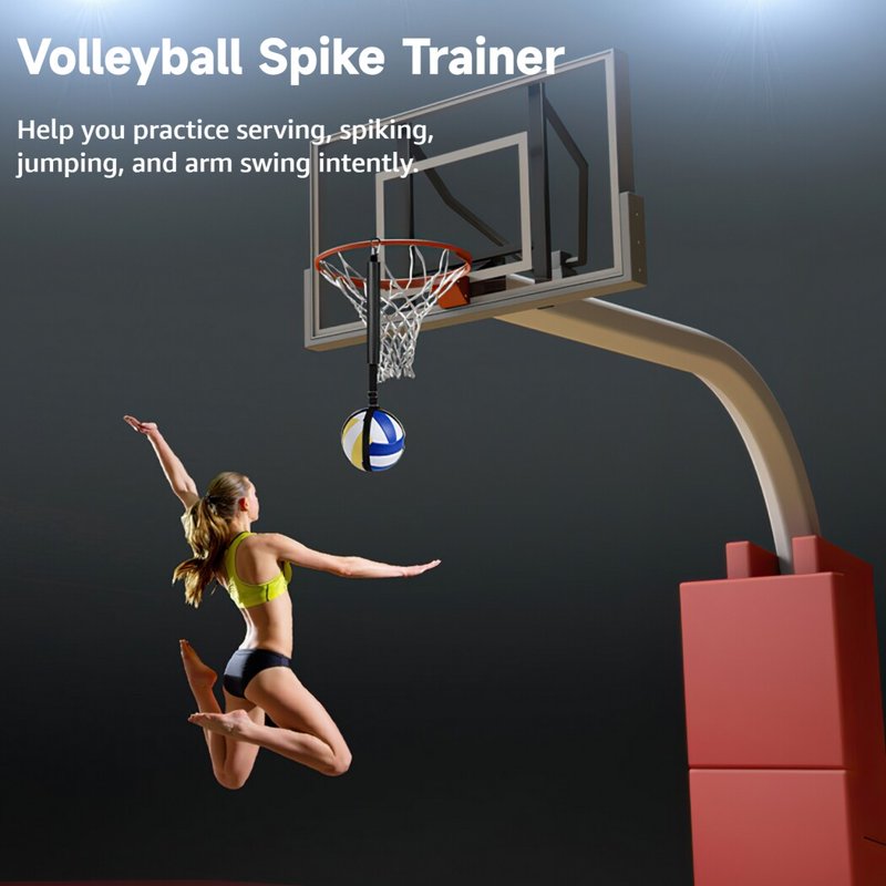 Solo Volleyball Spike Trainer with Adjustable Cord & Ball Pouch