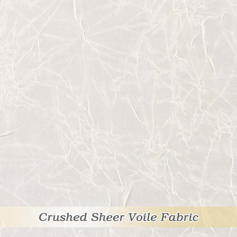 Ivory Crushed Sheer Curtains Set - Light Filtering Voile Drapes for Living Room and Bedroom