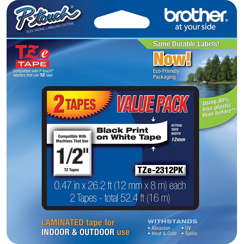 Brother P-Touch Label Tape (TZ-231) 4 Pack - Durable Laminated Indoor & Outdoor Labels