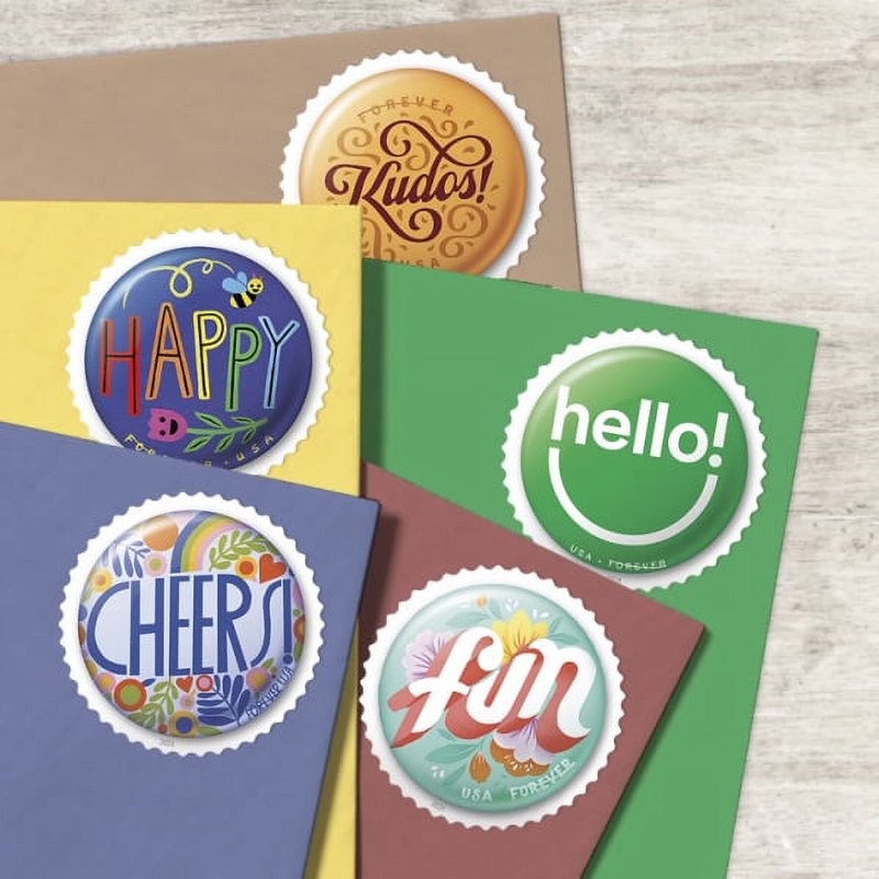 USPS Postage Stamp Pinback Buttons Sheet of 20 Celebration Wedding Love Adventure