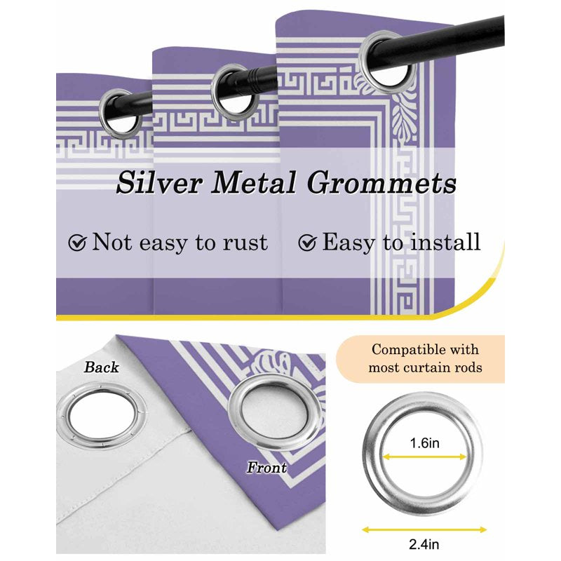 Blackout Grommet Curtains - Thermal Insulated Geometric Room Darkening Drapes for Living Room & Bedroom