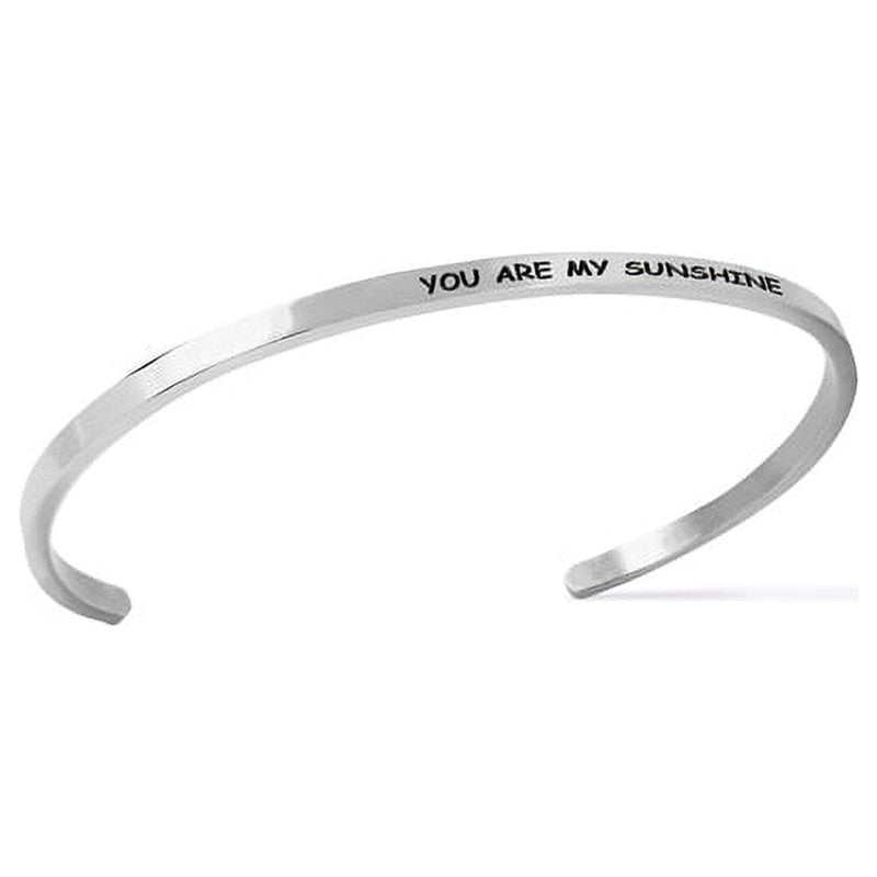 Engraved Stainless Steel Saying Bracelet - 8-inch Personal Gift for Women