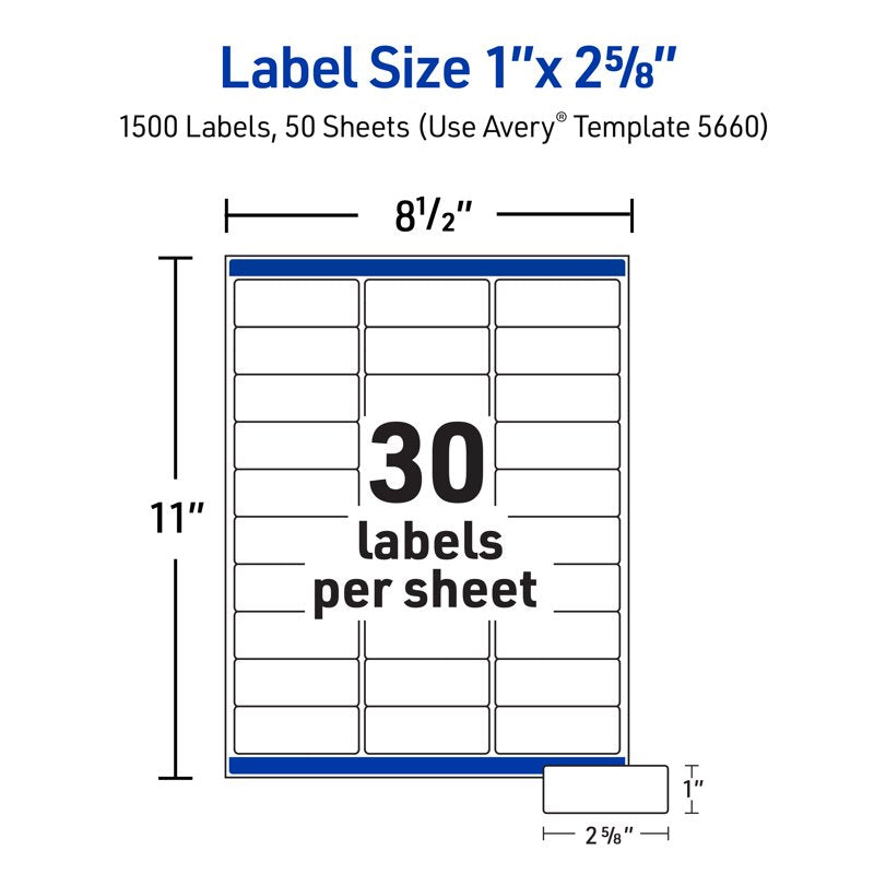 Clear Address Labels 1.5K for Laser Printer - Matte 1 Inch x 2-5/8"