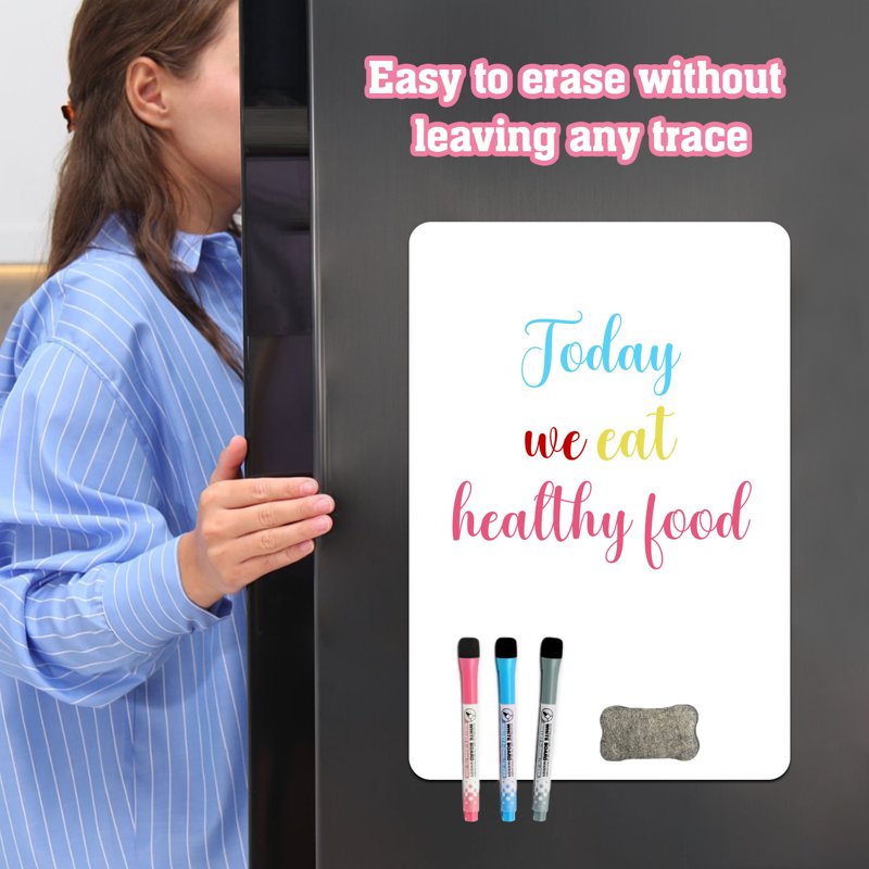 Magnetic Dry Erase Board for Refrigerator 18x12 Inch Calendar Whiteboard Set