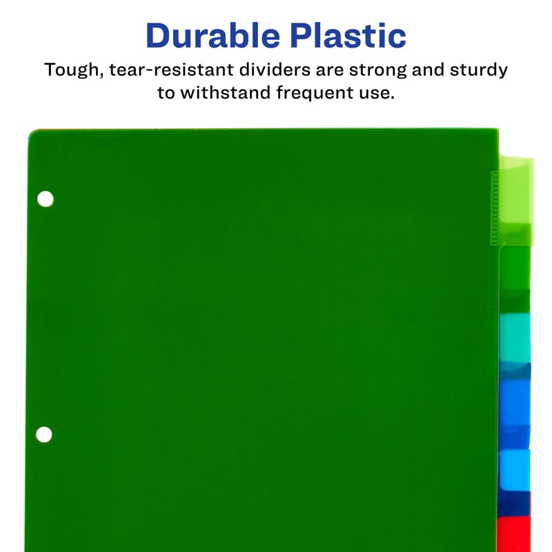 Multicolor Plastic Divider Set with Big Tabs for Binders - 8-Tab, 3 Pack