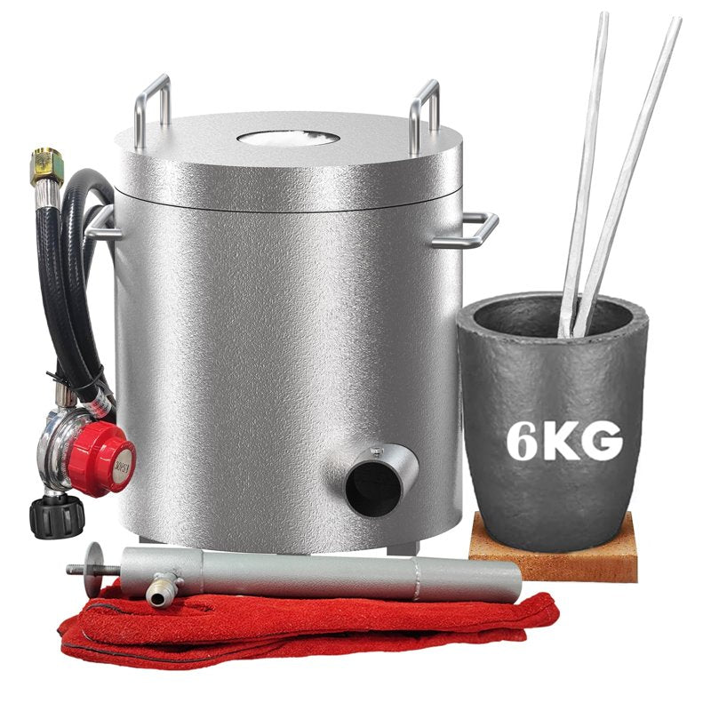 6KG Propane Melting Furnace Kit with Crucible & Tongs for Metal Smelting