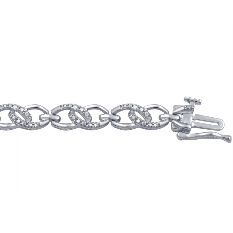 Men's Silver Tone Diamond Accent Infinity Bracelet - 7.5 inches