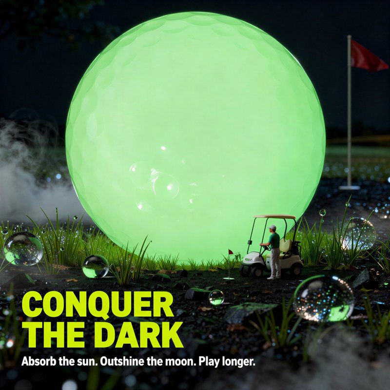 Glow in the Dark Golf Balls - 6 Pack Fluorescent Light Up Golf Balls for Night Play