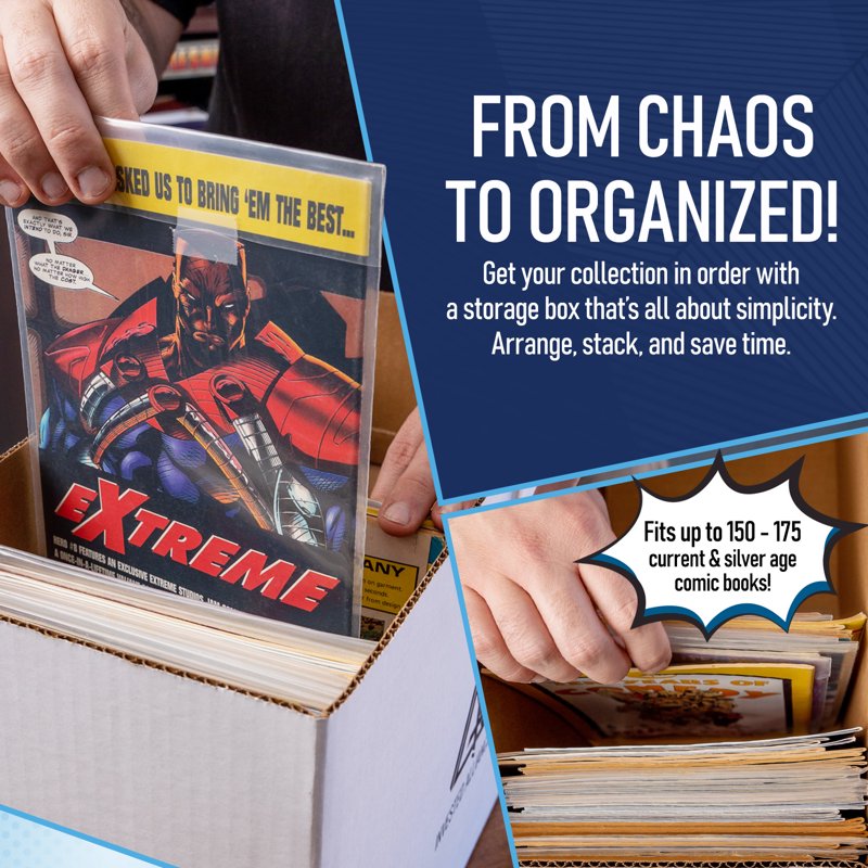 Invested Alliance 3-Pack Short Comic Book Storage Boxes with Lids & 25 White Dividers - Premium Corrugated Box Set