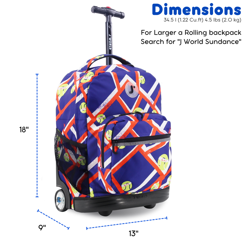 Kids and Adults 18-Inch Rolling Backpack for School and Travel - Multiple Colors