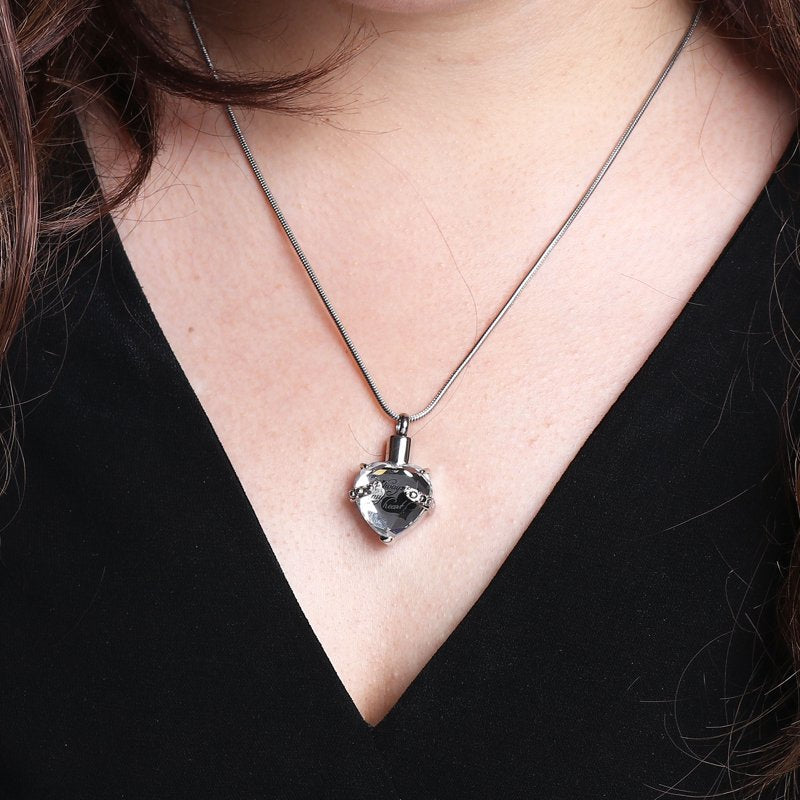 Heart Cremation Necklace for Ashes - Memorial Pendant with Free Fill Kit