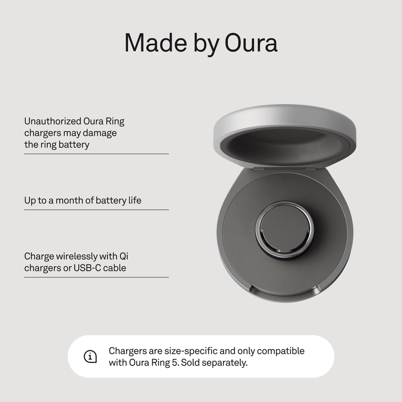 Oura Ring 5 Official Charging Case - Size-Selective Portable Charger